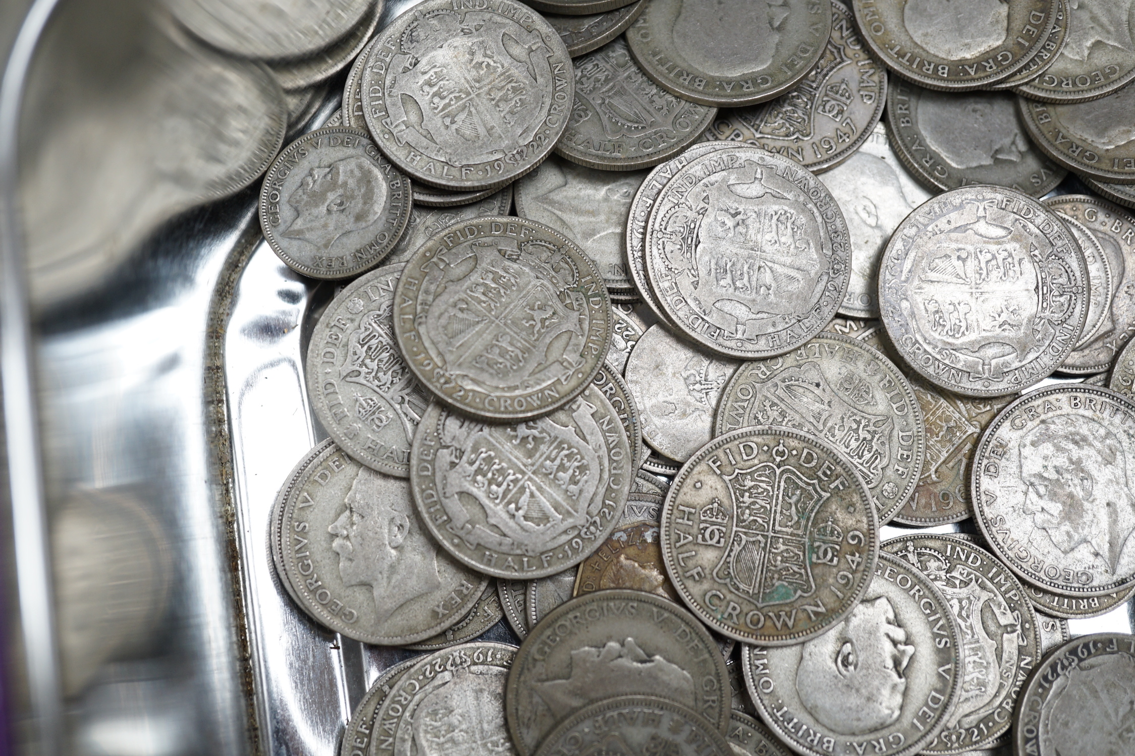 A group of George V and VI halfcrowns and other coins